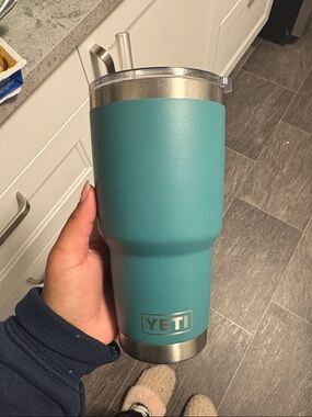 YETI Teal Rambler Tumbler with Straw